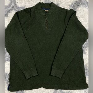 L.L. Bean 1/4 Button Pullover Sweater Long Sleeve Men’s Size XL Green